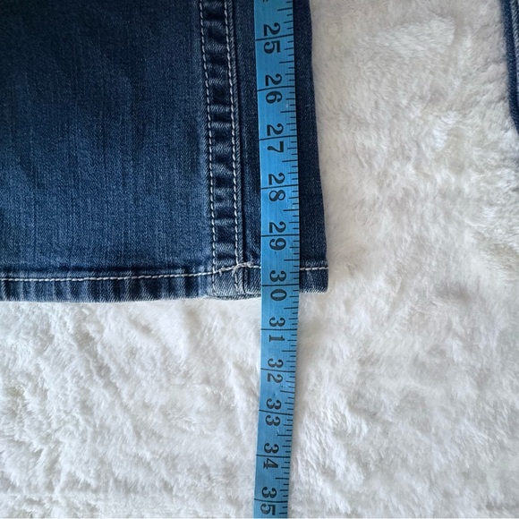 7 For All Mankind Dark Blue Boot Cut Jeans with Pink Stitching - Picture 5 of 5